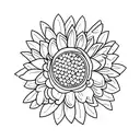 bouqet of flowers with a cherry blossom, daisy, lotus flower, violet, and lillie  tattoo design idea