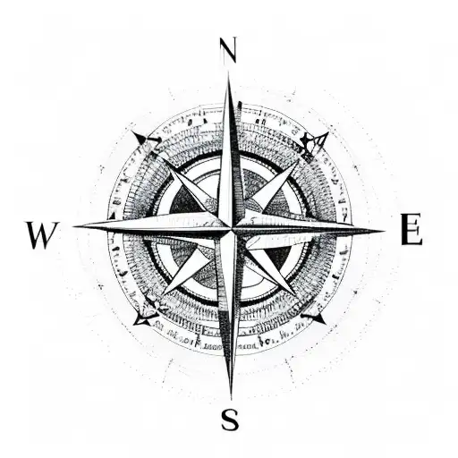 Compass rose with mountain tattoo design idea
