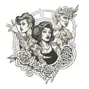 four people pointing tattoo design idea