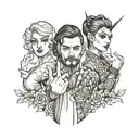 four people pointing tattoo design idea