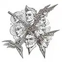 four people pointing tattoo design idea