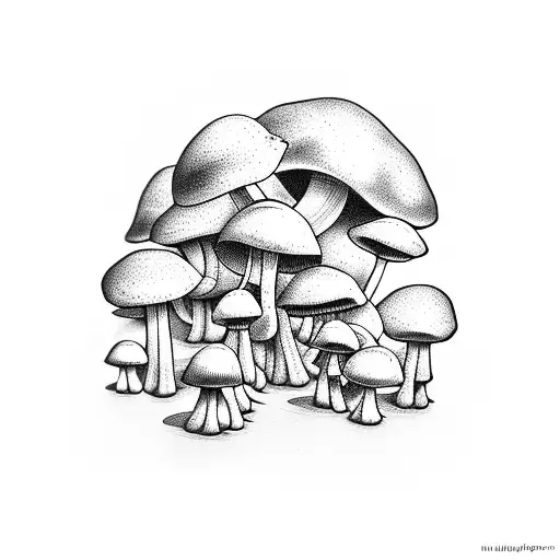 humanoid mushrooms tattoo design idea