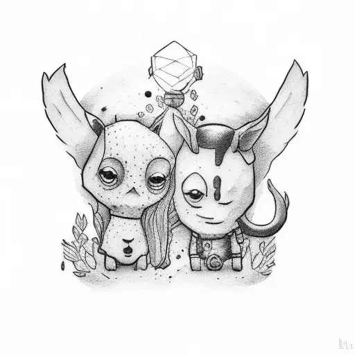 mini tattoo suggestion for a couple who loves watching movies inspired by Gone Girl movie and Deadpool movie  tattoo design idea