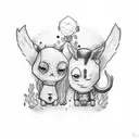 mini tattoo suggestion for a couple who loves watching movies inspired by Gone Girl movie and Deadpool movie  tattoo design idea