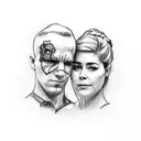mini tattoo suggestion for a couple who loves watching movies inspired by Gone Girl movie and Deadpool movie  tattoo design idea