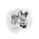 mini tattoo suggestion for a couple who loves watching movies inspired by Gone Girl movie and Deadpool movie  tattoo design idea