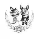 mini tattoo suggestion for a couple who loves watching movies inspired by Gone Girl movie and Deadpool movie  tattoo design idea