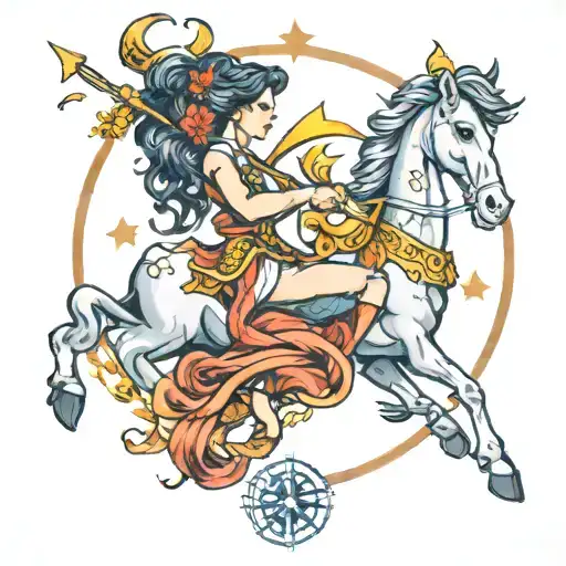 feminine Sagittarius and aries  tattoo design idea
