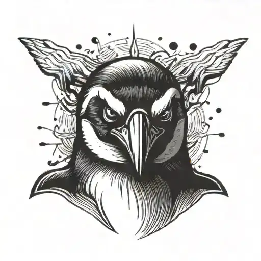 angry penguin tattoo design idea