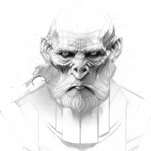 The philosopher was deep in thought sitting on a stone, behind the bloody battle tattoo design idea