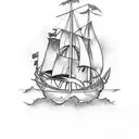 ship with anchor tattoo design idea