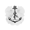 ship with anchor tattoo design idea
