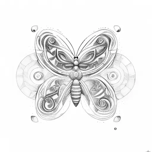 butterfly in a labyrinth with number 22 tattoo design idea