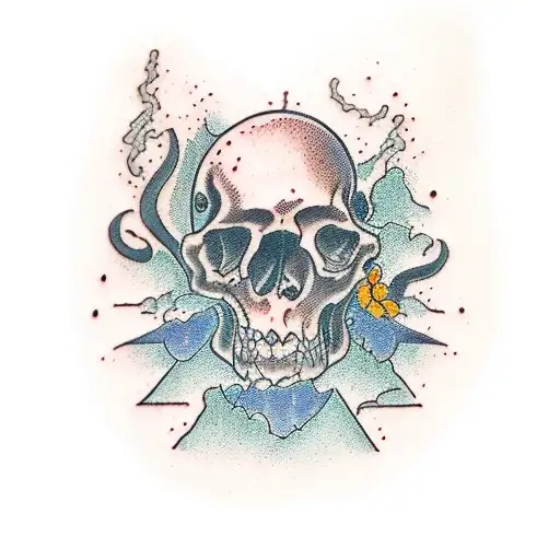 excavated well with a man tattoo design idea