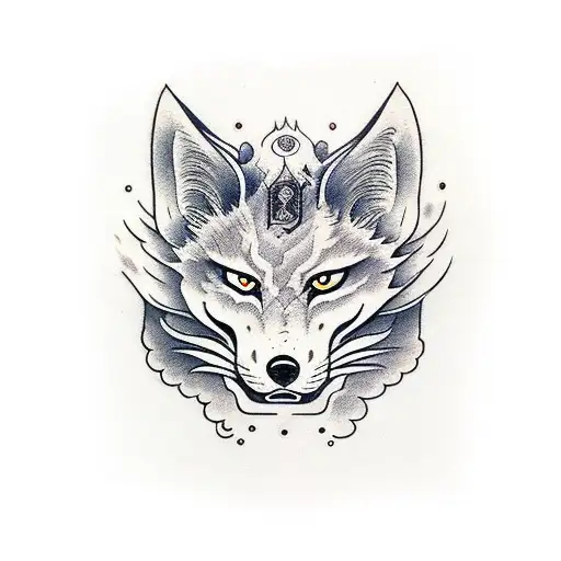 kitsune mask tattoo design idea