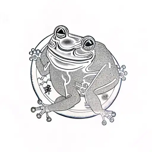 silhouette of japanese frog with a samurai hat tattoo design idea
