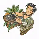 Ohana typing with a palm tree (inner bicep tattoo) tattoo design idea