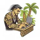 Ohana typing with a palm tree (inner bicep tattoo) tattoo design idea