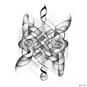 Musical notes intertwined with a DNA double helix tattoo design idea