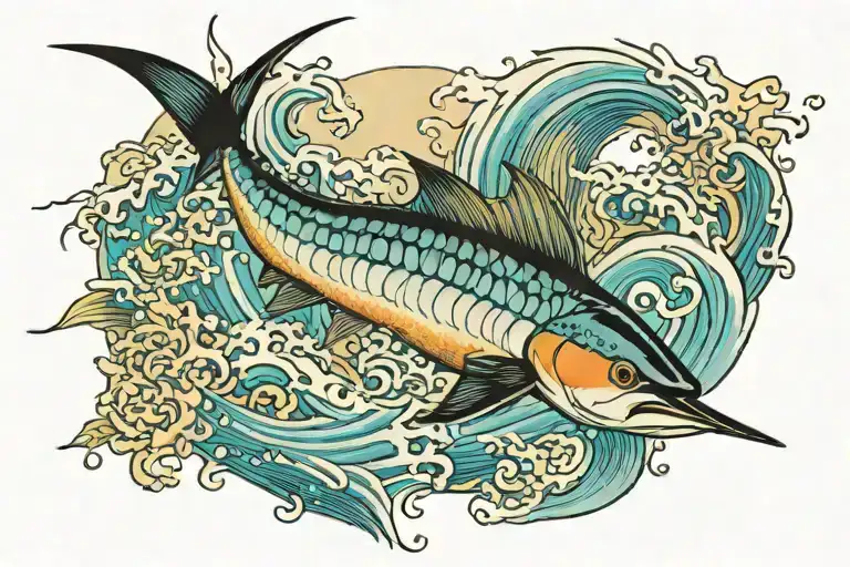 marlin jumping tattoo design idea