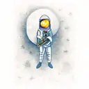 An astronaut playing a saxophone on a moonlit autumn night tattoo design idea