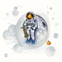 An astronaut playing a saxophone on a moonlit autumn night tattoo design idea