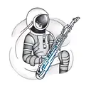 An astronaut playing a saxophone on a moonlit autumn night tattoo design idea