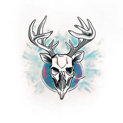 deer head skull tattoo design idea