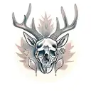 deer half alive half skull tattoo design idea