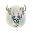 deer half alive half skull tattoo design idea