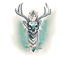 deer half alive half skull tattoo design idea