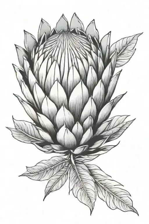 king protea flower tattoo design idea