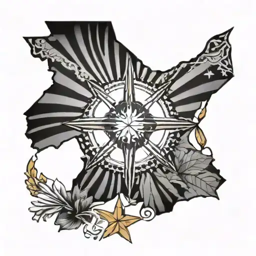 Intricate geometric design incorporating elements of the Arizona State flag tattoo design idea