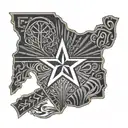 Intricate geometric design incorporating elements of the Arizona State flag tattoo design idea