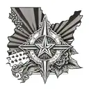 Intricate geometric design incorporating elements of the Arizona State flag tattoo design idea