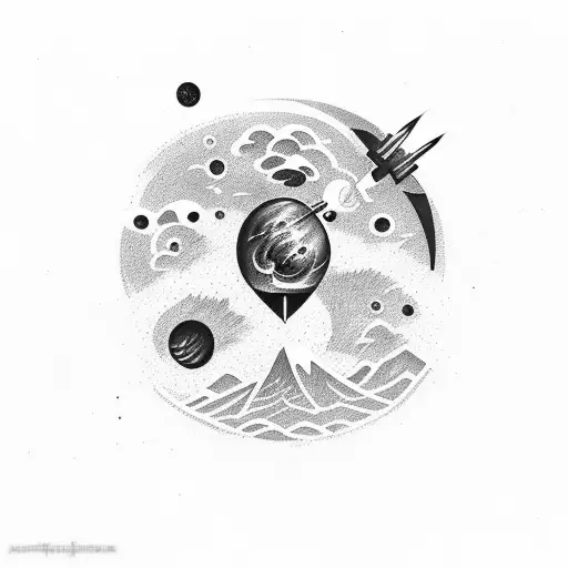 meteor shower with confused boy in middle on shoulder  tattoo design idea