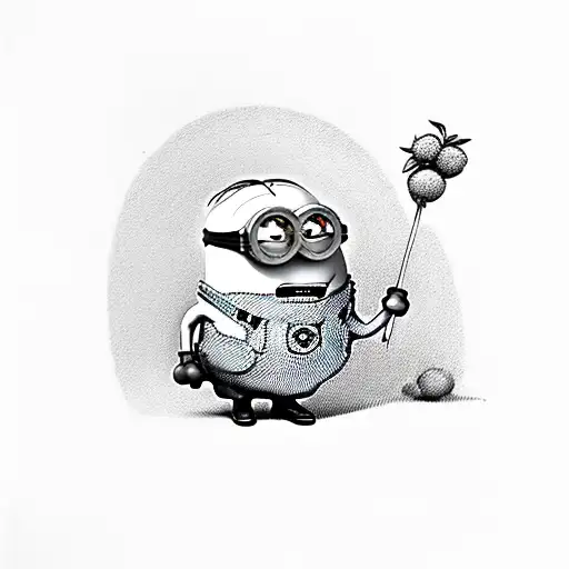 a minion holding orange and strawberry tattoo design idea