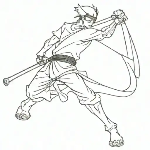 Roronoa Zoro one piece morphing half skeleton  tattoo design idea