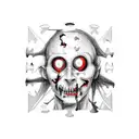 A jigsaw puzzle piece with a face of jigsaw the character from the saw movie franchise tattoo design idea