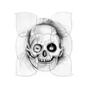 A jigsaw puzzle piece with a face of jigsaw the character from the saw movie franchise tattoo design idea