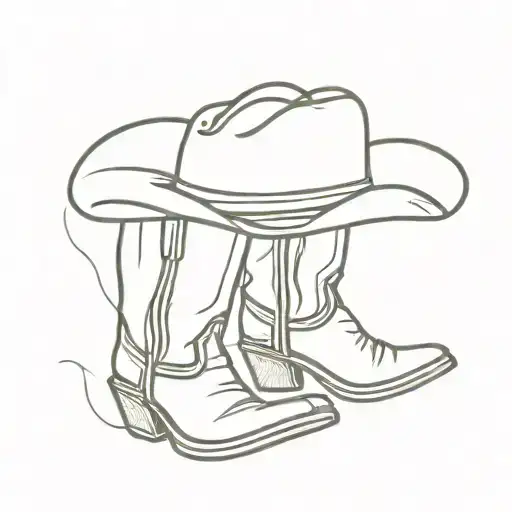 cowboy boots and cowboy hat tattoo design idea