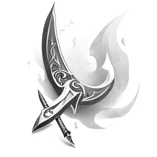 curved dagger tattoo design idea