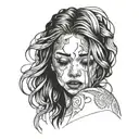 girl crying tattoo design idea