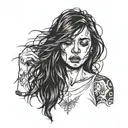 girl crying tattoo design idea