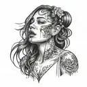 girl crying tattoo design idea