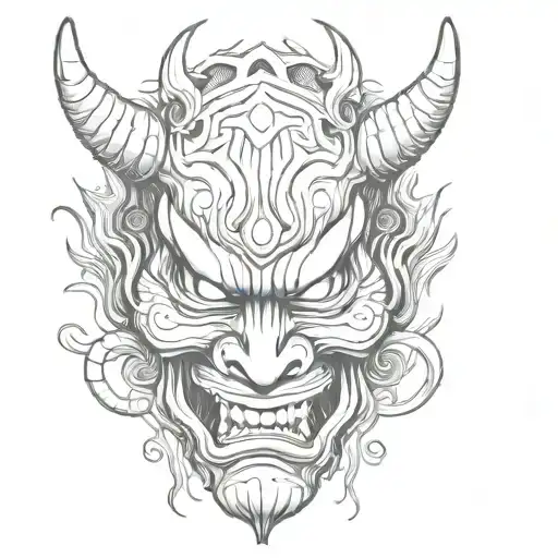 japanese demon mask tattoo design idea