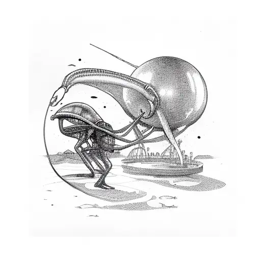 alien abducting a man  tattoo design idea