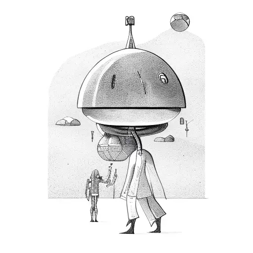 alien abducting a man  tattoo design idea