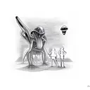 alien abducting a man  tattoo design idea