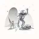 alien abducting a man  tattoo design idea